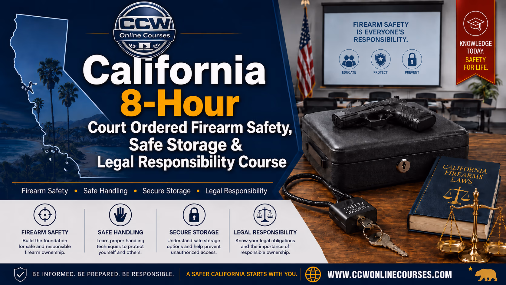 California 8-Hour Court Ordered Firearm Safety, Storage & Legal Responsibility Course